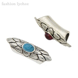 5pcs Antique Red Natural Stone Dreadlock Tube Cuff Clip