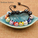 Lychee Creamic Beads Chain Charm Fortune Money Cat Red String Lucky Bracelet