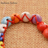 Lychee Creamic Beads Chain Charm Fortune Money Cat Red String Lucky Bracelet
