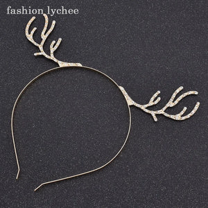 Crystal Rhinestone Elk Horn Hair Hoop Headpiece Deer Ears Head Bands