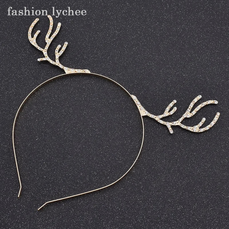Crystal Rhinestone Elk Horn Hair Hoop Headpiece Deer Ears Head Bands