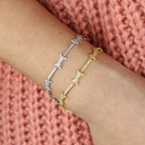 Twist Charm Bracelet with CZ Paved Chain Bangle for Party Wedding