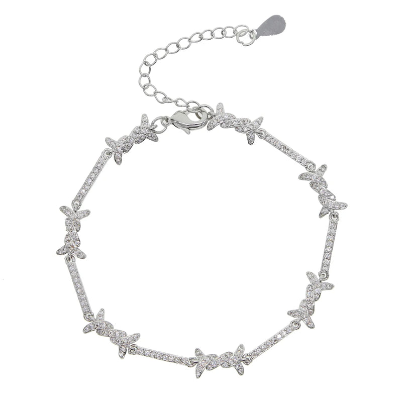 Twist Charm Bracelet with CZ Paved Chain Bangle for Party Wedding