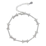 Twist Charm Bracelet with CZ Paved Chain Bangle for Party Wedding