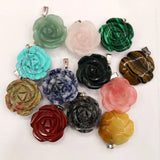 10pcs Mixed Big Rose Stone Pendants & Necklaces for Jewelry Making