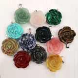 10pcs Mixed Big Rose Stone Pendants & Necklaces for Jewelry Making