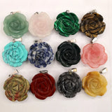 10pcs Mixed Big Rose Stone Pendants & Necklaces for Jewelry Making