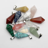 Mixed Natural Stone Pendulum Charms for Jewelry Making 12pc