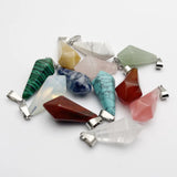 Mixed Natural Stone Pendulum Charms for Jewelry Making 12pc