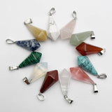 Mixed Natural Stone Pendulum Charms for Jewelry Making 12pc