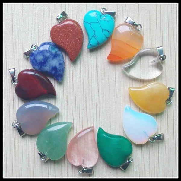 Opal Stone Heart Charms Pendants for Jewelry Making 50pcs/lot