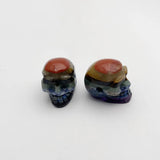 Natural Stone Chakela Skull Amethyst Lapis Lazuli Pendant Necklace