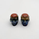 Natural Stone Chakela Skull Amethyst Lapis Lazuli Pendant Necklace