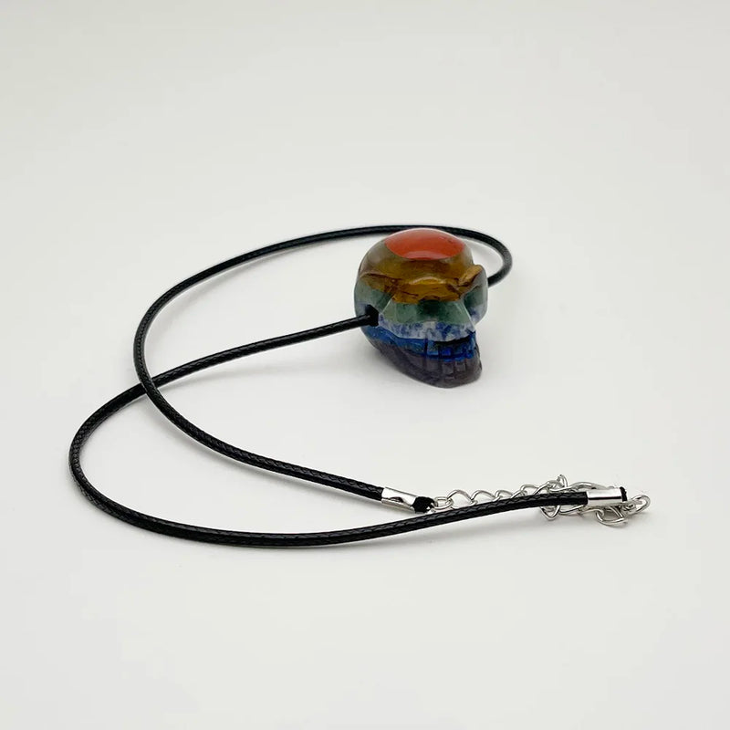 Chakela Skull Pendant Amethyst Lapis Lazuli Necklace Jewelry