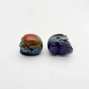 Chakela Skull Pendant Amethyst Lapis Lazuli Necklace Jewelry