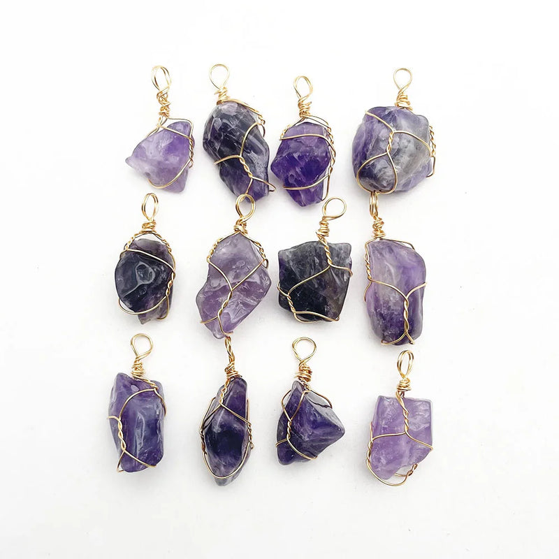 Irregular Amethyst Pendants - 12pc Set