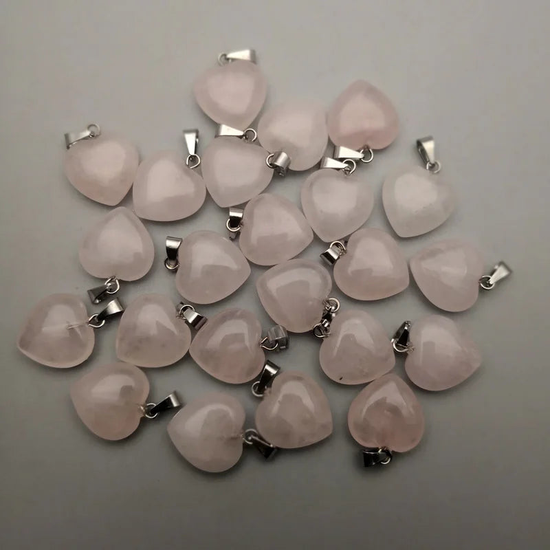 Quartz Rose 15mm Heart Pendants & Necklaces for Jewelry Making Charm