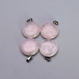 Natural Stone Quartz Rose Round Pendants for Jewelry Making