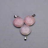 Natural Stone Quartz Rose Round Pendants for Jewelry Making