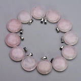 Natural Stone Quartz Rose Round Pendants for Jewelry Making