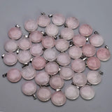 Natural Stone Quartz Rose Round Pendants for Jewelry Making