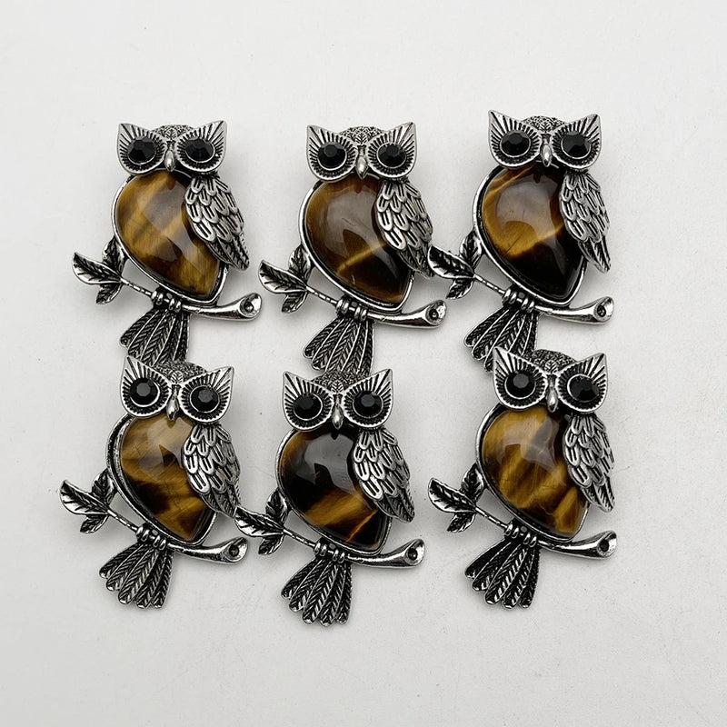 Tiger Eye Animal Owl Pendants for Jewelry Making