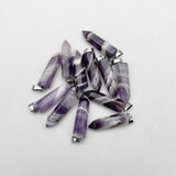 Amethyst Crystal Pillar Pendant Necklace for Jewelry Making 12pc