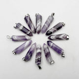Amethyst Crystal Pillar Pendant Necklace for Jewelry Making 12pc