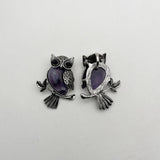 Amethyst Owl Pendants 6pcs