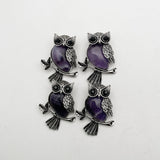 Amethyst Owl Pendants 6pcs