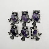 Amethyst Owl Pendants 6pcs