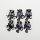 Amethyst Owl Pendants 6pcs