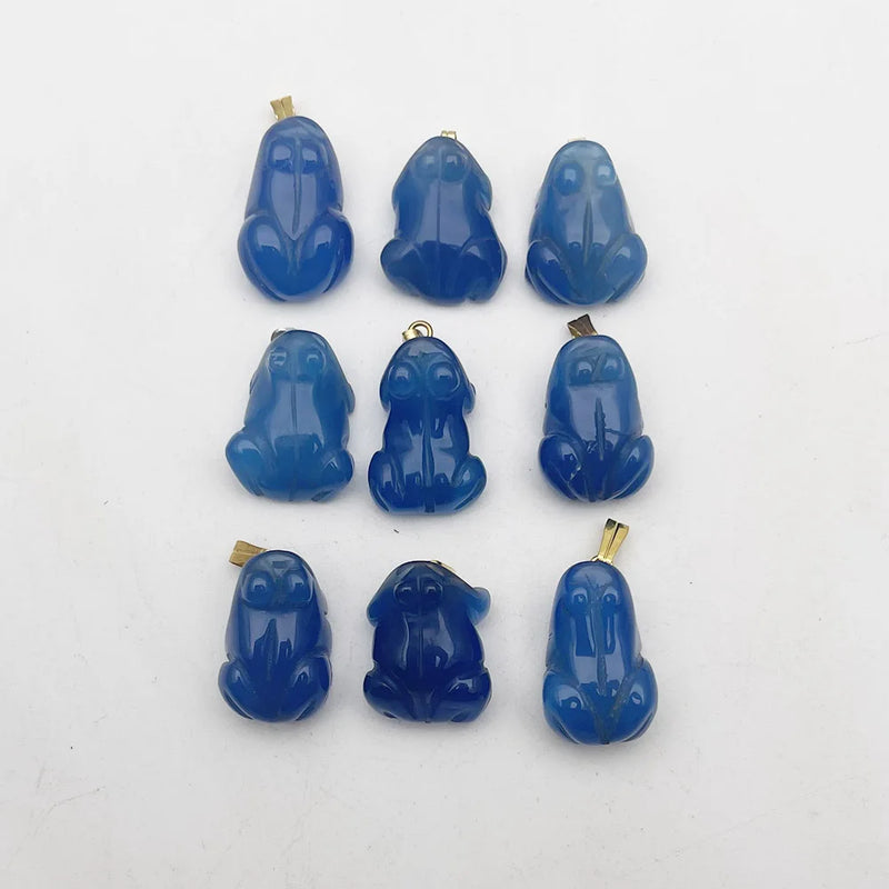 Natural Stone Agate Carving Little Frog Pendants & Necklaces for Jewelry Making