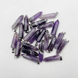 Natural Stone Charm Amethyst Crystal Pendant Necklace Jewelry Point 24pc