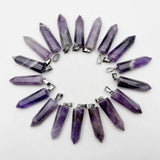 Natural Stone Charm Amethyst Crystal Pendant Necklace Jewelry Point 24pc