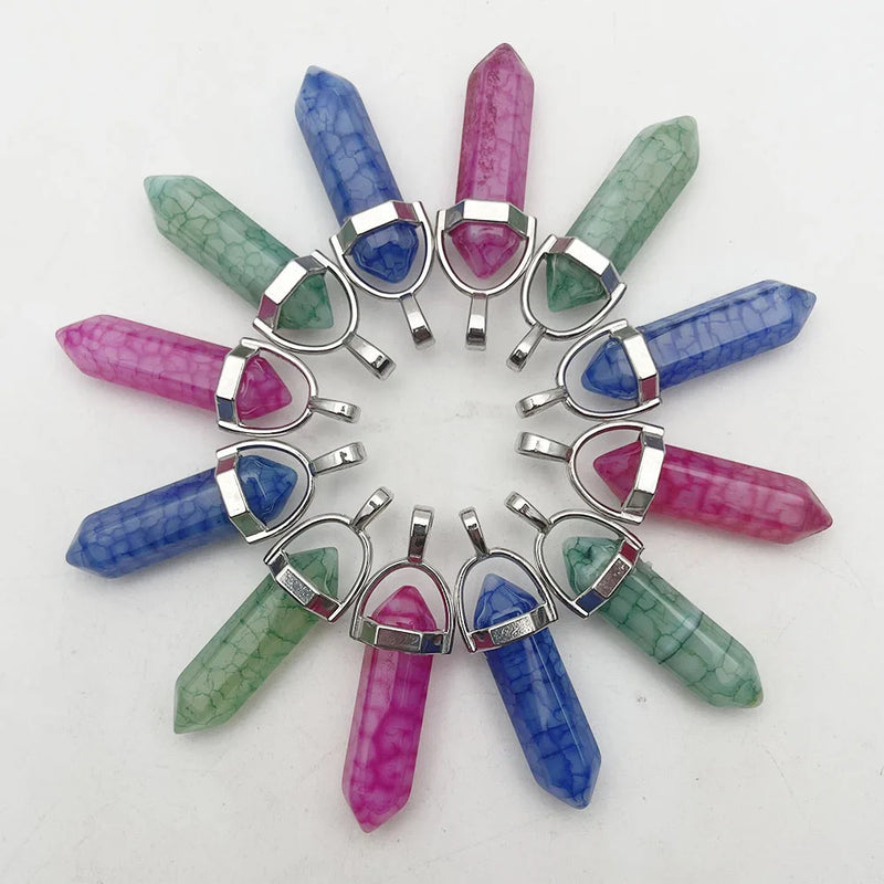 Natural Stone Blast Agate Pendant Necklace for Jewelry Making