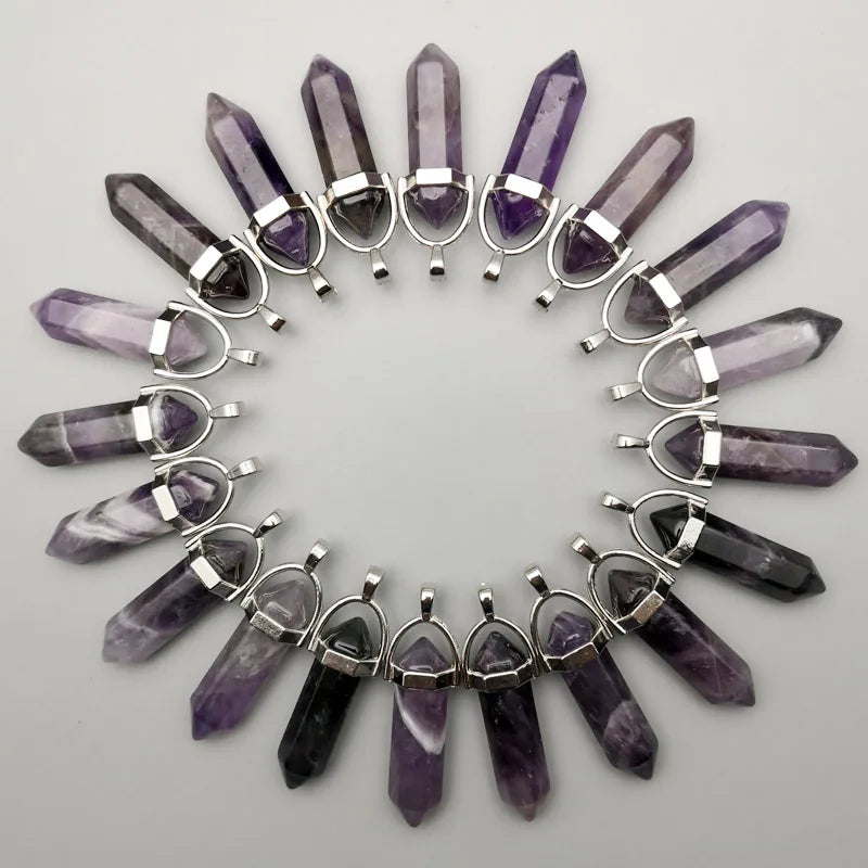 24pc Amethyst Roses Quartz Pendant Necklace Jewelry Making Charm