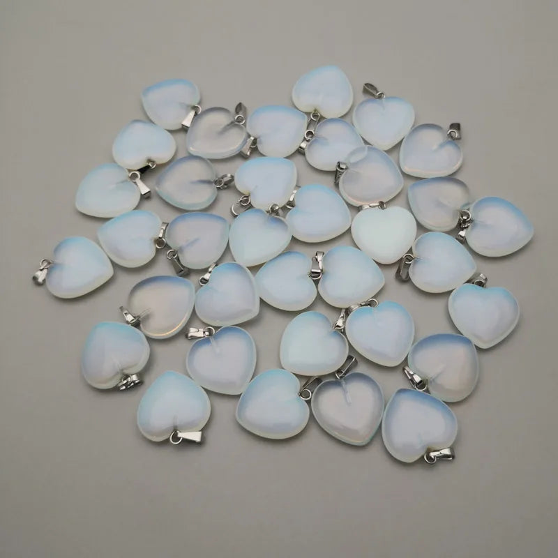 Natural Stone Opal Heart Pendants & Necklaces for Jewelry Making
