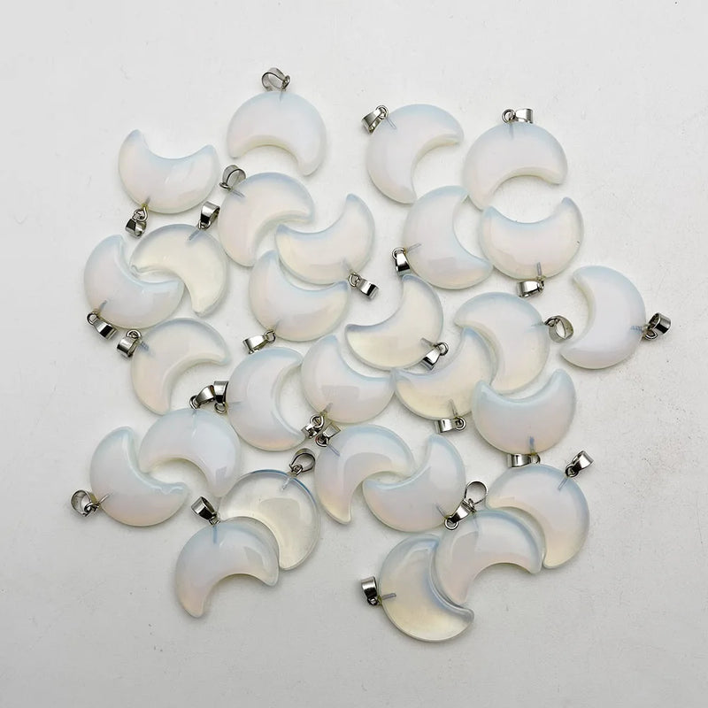 Opal Moon Pendants for Jewelry Making - Set of 24