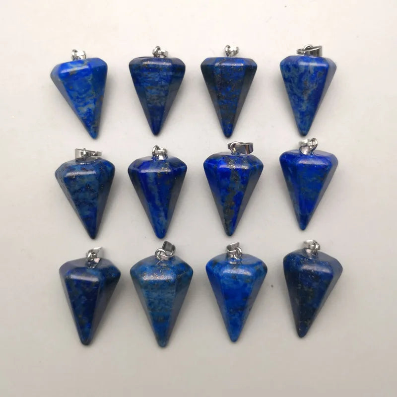 Lapis Lazuli Cone Charms Pendant for Jewelry Making 12pcs/lot
