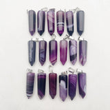 Purple Yellow Stripe Agates Pendant Necklace for Jewelry Making