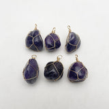 Natural Stone Amethyst Pendant Necklaces for Jewelry Making