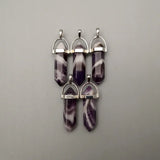 Natural Stone Wolf Tooth Stripe Pendulum Crystal Pillar Pendant 24pcs/lot