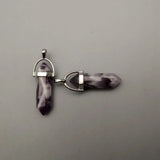 Natural Stone Wolf Tooth Stripe Pendulum Crystal Pillar Pendant 24pcs/lot