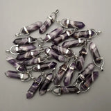 Natural Stone Wolf Tooth Stripe Pendulum Crystal Pillar Pendant 24pcs/lot