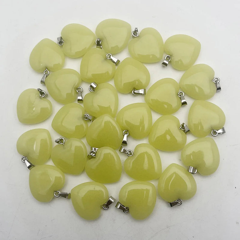 50pc Luminous Heart Natural Stone Pendants Necklaces