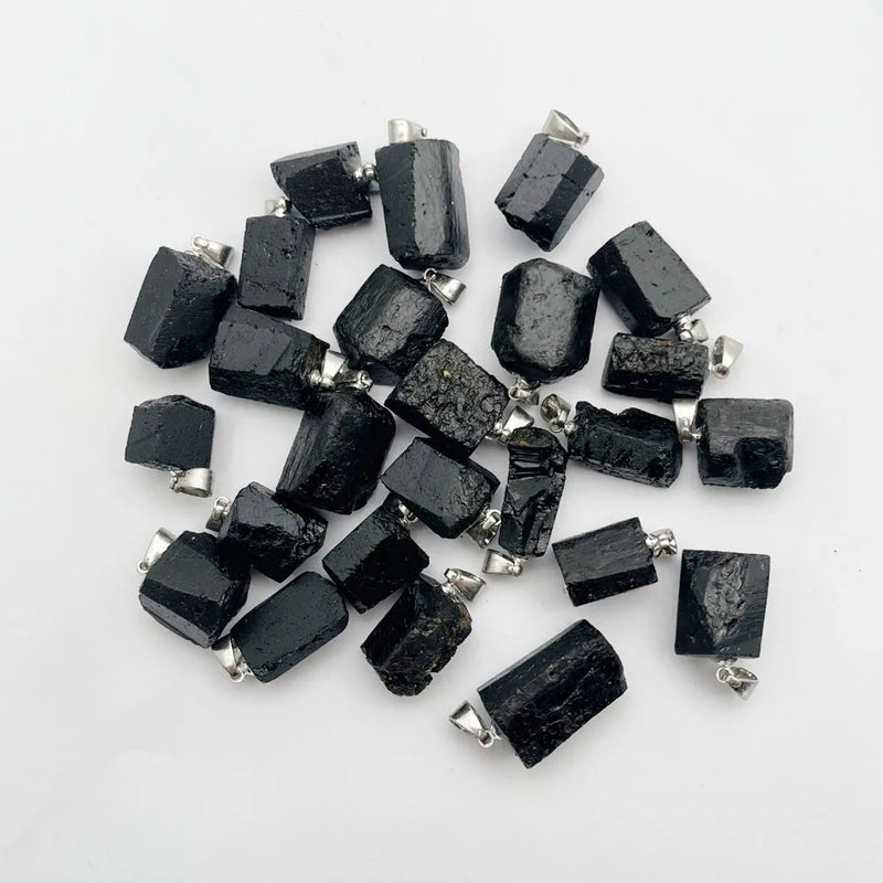 Tourmaline Crystal Gem Reiki Pendant Necklace Healing Stone Charm 24pc