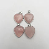 Rose Quartz Stone Silver Heart Pendant Jewelry Making 10pc