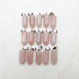 Rose Quartz Small Crystal Pillar Pendant Necklaces 24pc