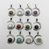 12pc Natural Stone Sun Moon Alloy Necklace Pendant Earring Jewelry Charm